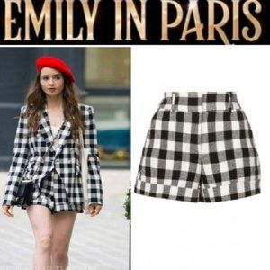 Veronica Beard Black and White Checkered Women Shorts
